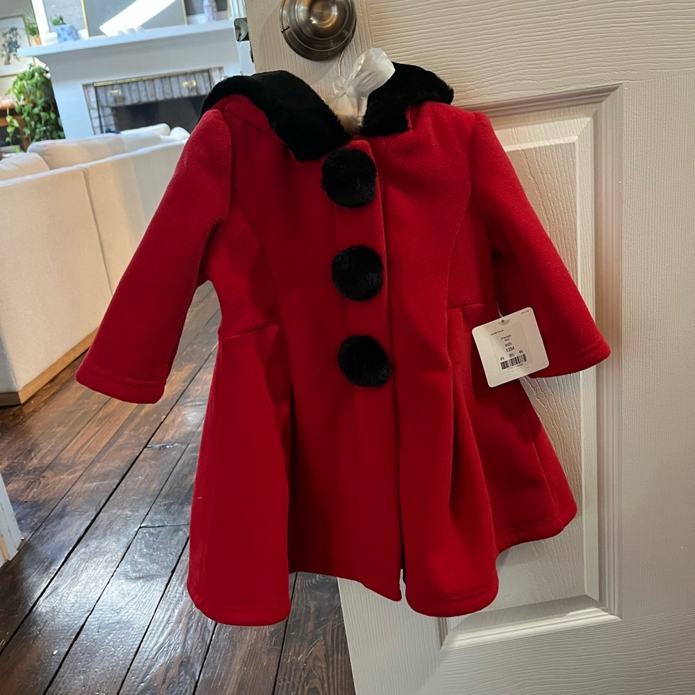 Dillard’s New with Tags 12 month Red Kids Coat with Black Accents. Starting Out